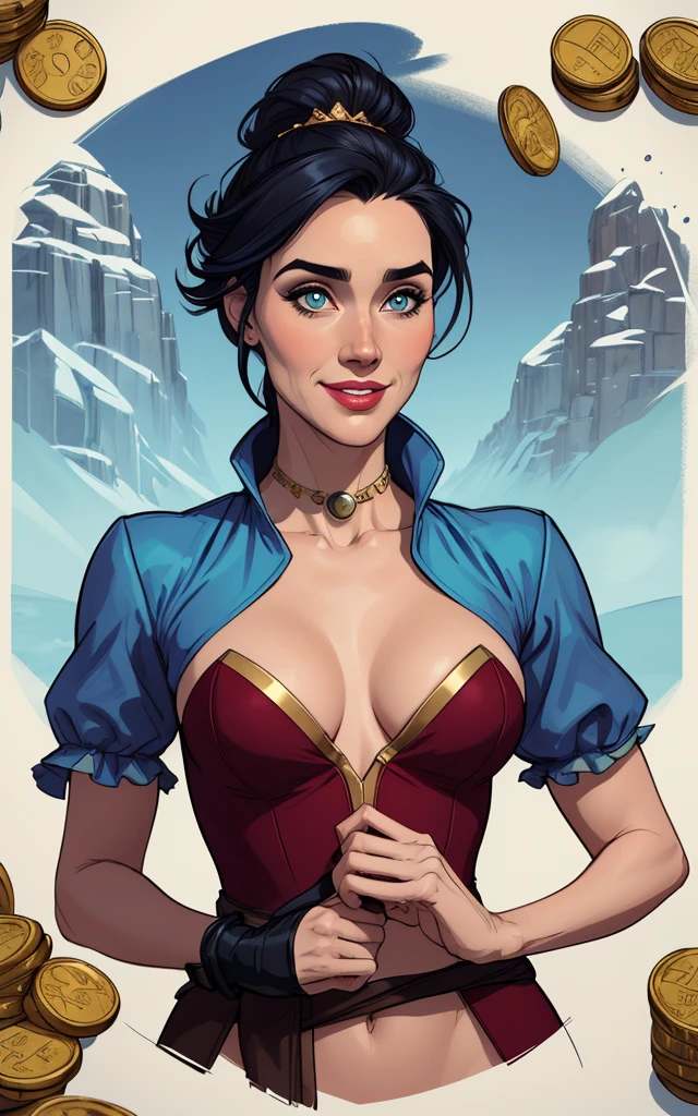 Personagem mulher estilo atompunk Fiona rainha Anna de Arendelle com marcas de guerras Imagem de desenho animado de uma mulher .Ilustra??o estilo desenho animado, estilo de arte dos desenhos animados, estilo de arte dos desenhos animados, digital illustration style, estilo atompunk design de personagens altamente detalhado, arte digital detalhada coragem, Forest fan art, Design de personagens de retrato, beautiful digital illustration, retrato de alta qualidade, Arte em quadrinhos, mulher jovem cabelo com transas lindas . Queen Anna of ArendelleBeautiful lined eyes Medium large bust and wonderful sexy clothes. image expression of sexual desire from waist to head illustration Queen Anne of Arendelle atompunk style Fallout 4 style pose playboy magazine sensual witch Character cartoon style facial expression happy beautiful smile and six medium small portrait mode waist up with lots of gold around her other stones precious portrait mode waist up queen of the south Jennifer Connelly GTA scenery dominatrix gold coins chest with jewelry with her boyfriend, um homem com barba preta, armado com um estilo militar, 