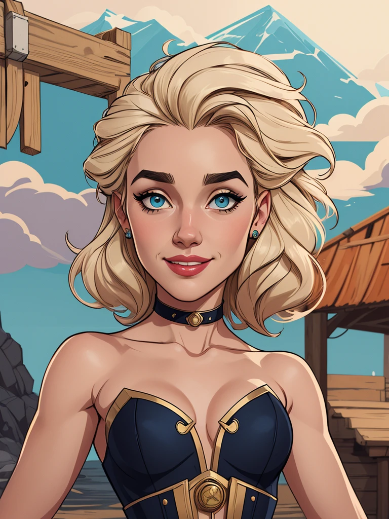 Personagem mulher estilo atompunk Fiona rainha Anna de Arendelle com marcas de guerras Imagem de desenho animado de uma mulher .Ilustra??o estilo desenho animado, estilo de arte dos desenhos animados, estilo de arte dos desenhos animados, digital illustration style, estilo atompunk design de personagens altamente detalhado, arte digital detalhada coragem, Forest fan art, Design de personagens de retrato, beautiful digital illustration, retrato de alta qualidade, Arte em quadrinhos, mulher jovem cabelo com transas lindas . Queen Anna of ArendelleBeautiful lined eyes Medium large bust and wonderful sexy clothes. image expression of sexual desire from waist to head illustration Queen Anne of Arendelle atompunk style Fallout 4 style pose playboy magazine sensual witch Character cartoon style facial expression happy beautiful smile and six medium small portrait mode waist up with lots of gold around her other stones precious portrait mode waist up queen of the south Jennifer Connelly GTA scenery dominatrix gold coins chest with jewelry with her boyfriend, um homem com barba preta, armado com um estilo militar,