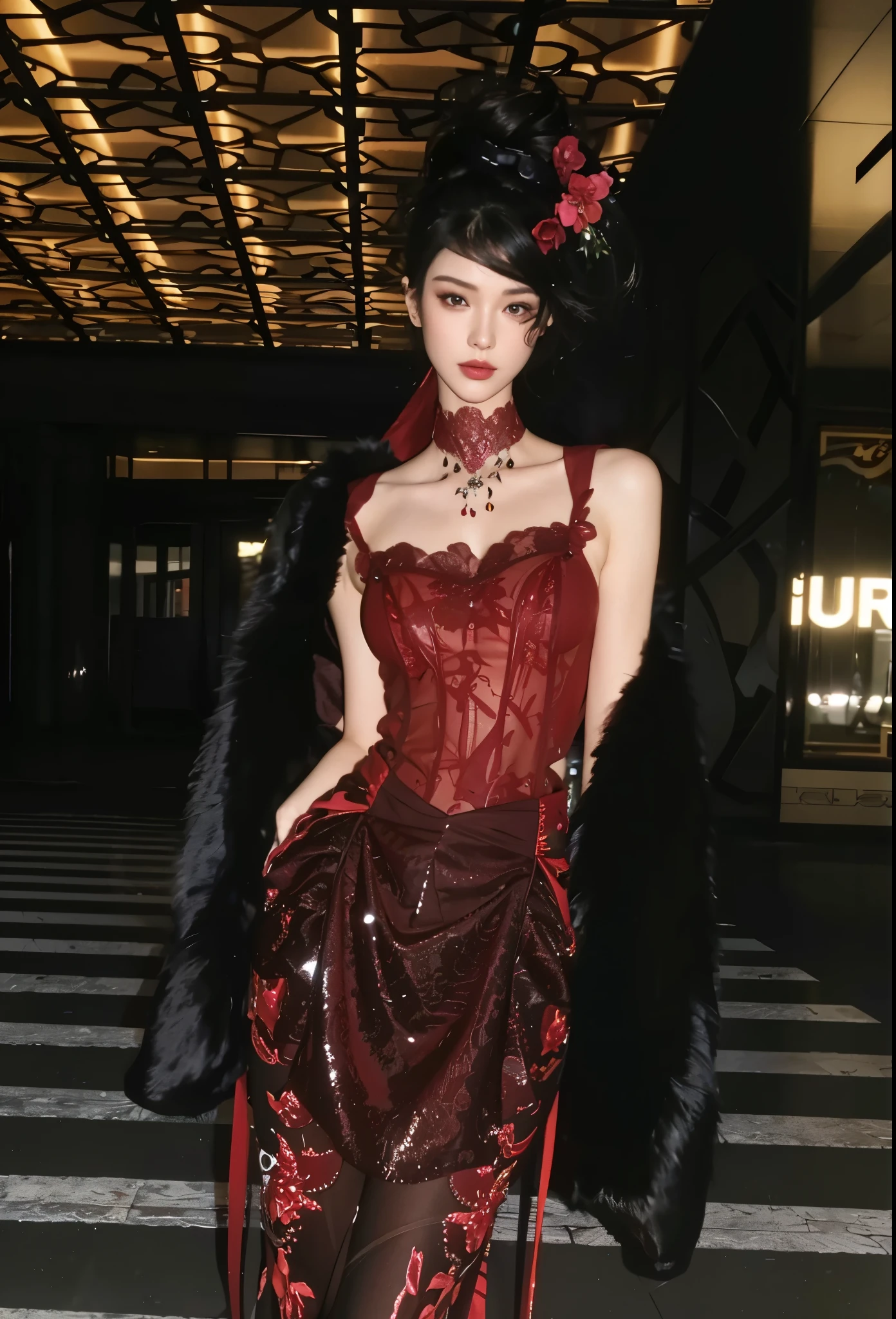 Game Art,CG Animation,Best image quality,Maximum resolution,8k,(A half-length photo),(portrait),(Head close-up),(Rule of Thirds),Unreal Engine 5 rendering works,20 year old girl,((Queen)),The eyes are very detailed,(Large Breasts),Elegant and noble,Movie Lighting,Ray Tracing,Game CG,((3D Unreal Engine)),OC rendering reflection mode,4K,Ultra-clear,Translucent lace,Fair and plump figure,Pretty Face,Glossy Gel Coat,身着华贵礼服的Queen,Tattoo designs on body,The tattoo is very delicate,Magic Corner