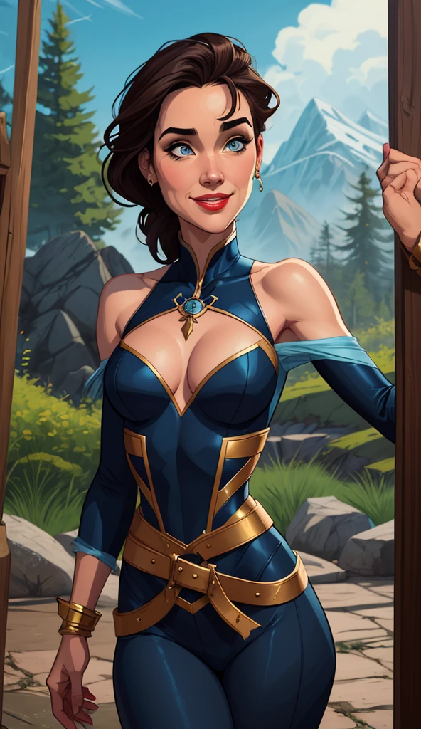 Personagem mulher estilo atompunk Fiona rainha Anna de Arendelle com marcas de guerras Imagem de desenho animado de uma mulher .Ilustra??o estilo desenho animado, estilo de arte dos desenhos animados, estilo de arte dos desenhos animados, digital illustration style, estilo atompunk design de personagens altamente detalhado, arte digital detalhada coragem, Forest fan art, Design de personagens de retrato, beautiful digital illustration, retrato de alta qualidade, Arte em quadrinhos, mulher jovem cabelo com transas lindas . Queen Anna of ArendelleBeautiful lined eyes Medium large bust and wonderful sexy clothes. image expression of sexual desire from waist to head illustration Queen Anne of Arendelle atompunk style Fallout 4 style pose playboy magazine sensual witch Character cartoon style facial expression happy beautiful smile and six medium small portrait mode waist up with lots of gold around her other stones precious portrait mode waist up queen of the south Jennifer Connelly GTA scenery dominatrix gold coins chest with jewelry with her boyfriend, um homem com barba preta, armado com um estilo militar, 