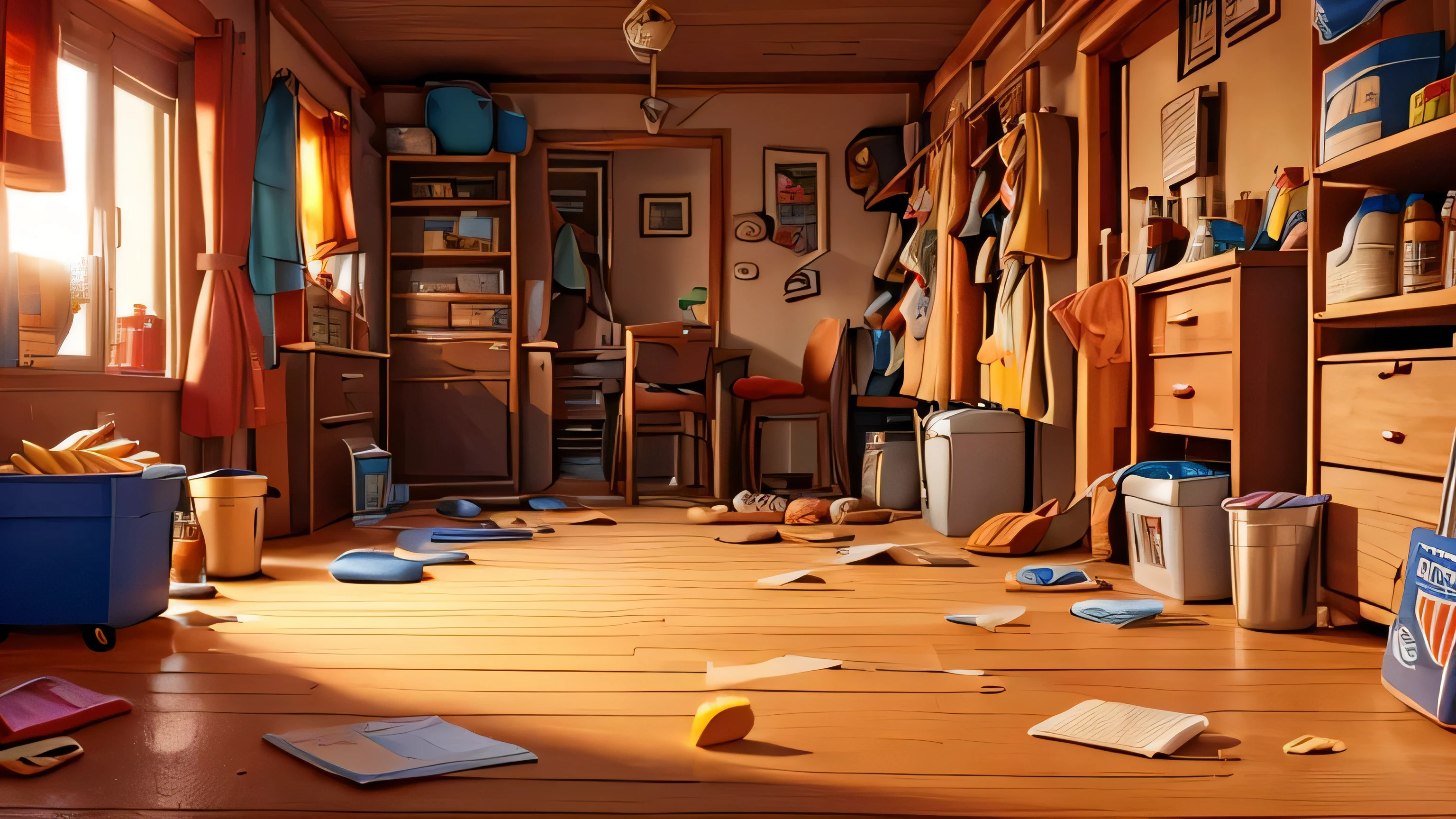 A untidy room with beers, chips and alot of mess all arund