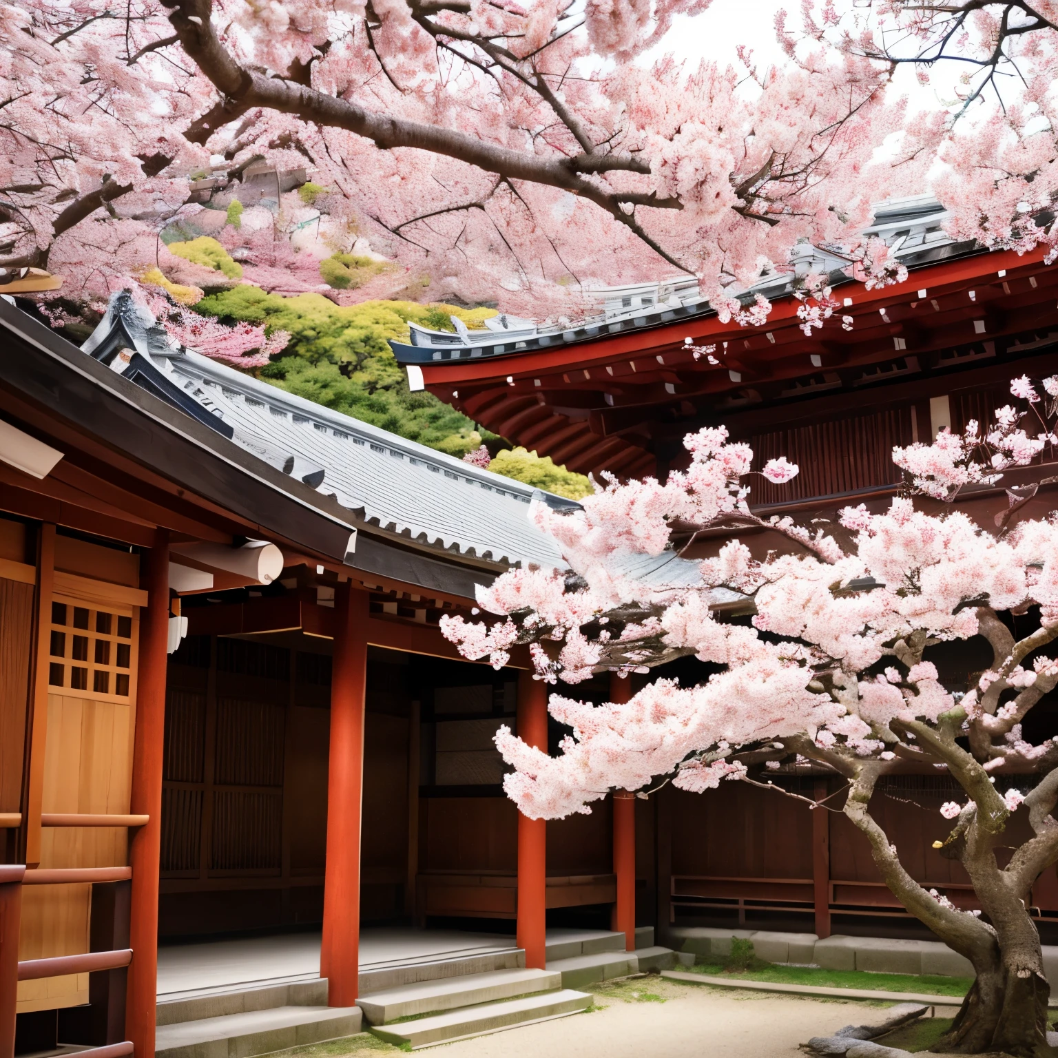 Cherry tree in full bloom、、From Nariaiji Temple to Amanohashidate、The wind is blowing、