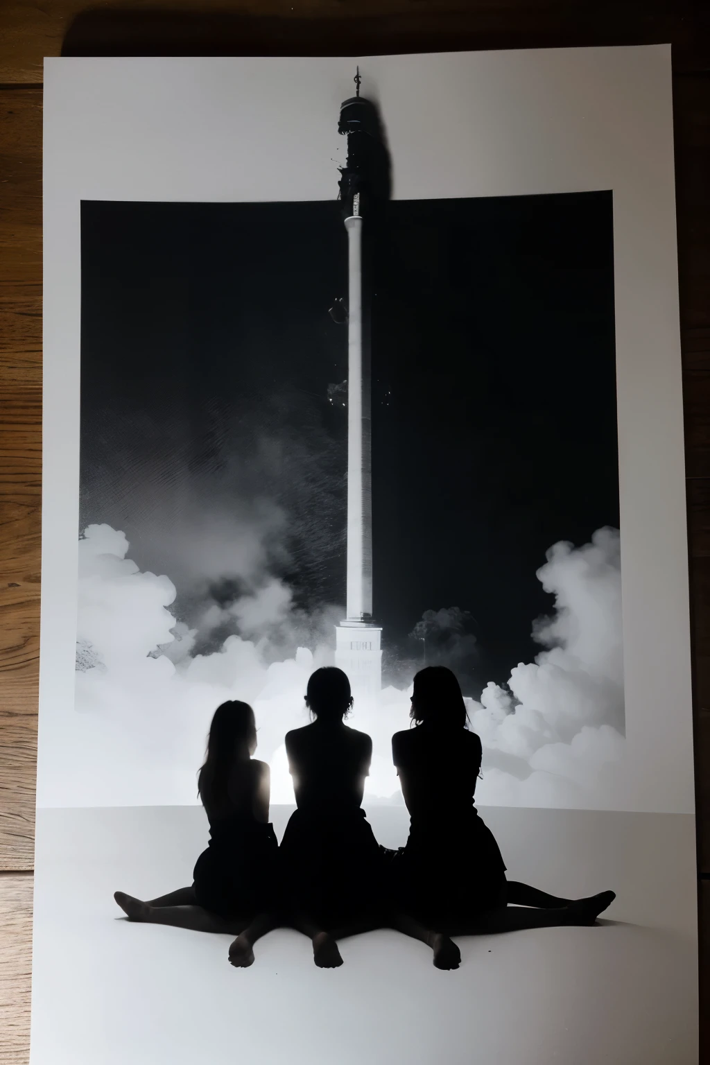 make a silhouette photo of 9.11 with red white and black colors