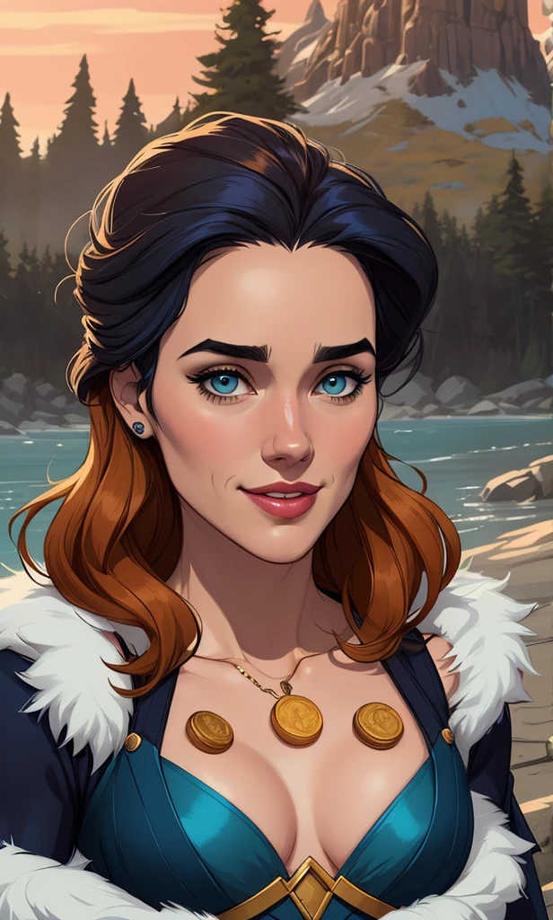Personagem mulher estilo atompunk Fiona rainha Anna de Arendelle com marcas de guerras Imagem de desenho animado de uma mulher .Ilustra??o estilo desenho animado, estilo de arte dos desenhos animados, estilo de arte dos desenhos animados, digital illustration style, estilo atompunk design de personagens altamente detalhado, arte digital detalhada coragem, Forest fan art, Design de personagens de retrato, beautiful digital illustration, retrato de alta qualidade, Arte em quadrinhos, mulher jovem cabelo com transas lindas . Queen Anna of ArendelleBeautiful lined eyes Medium large bust and wonderful sexy clothes. image expression of sexual desire from waist to head illustration Queen Anne of Arendelle atompunk style Fallout 4 style pose playboy magazine sensual witch Character cartoon style facial expression happy beautiful smile and six medium small portrait mode waist up with lots of gold around her other stones precious portrait mode waist up queen of the south Jennifer Connelly GTA scenery dominatrix gold coins chest with jewelry with her boyfriend, um homem com barba preta, armado com um estilo militar,
