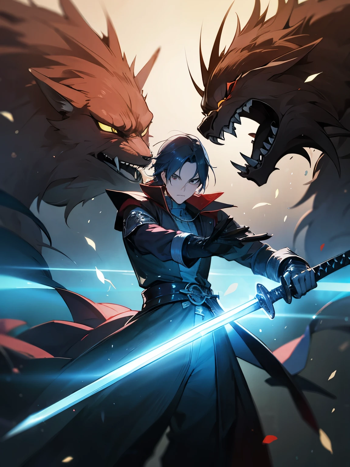 Man, fantasy, anime, swordman, game, no text