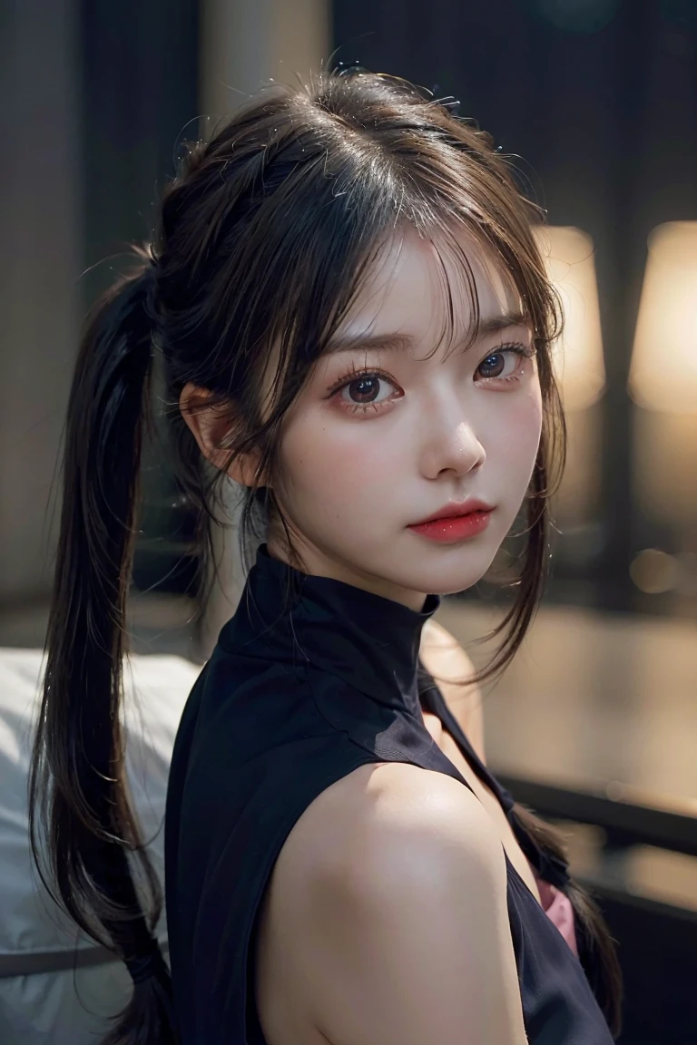 woman posing for a photo, (wearing deep_v-neck_dress, pigtail_hairstyle:1.3),
good hand,4k, high-res, masterpiece, best quality, head:1.3,((Hasselblad photography)), finely detailed skin, sharp focus, (cinematic lighting), night, soft lighting, dynamic angle, [:(detailed face:1.2):0.2],(((5 stars hotel))),