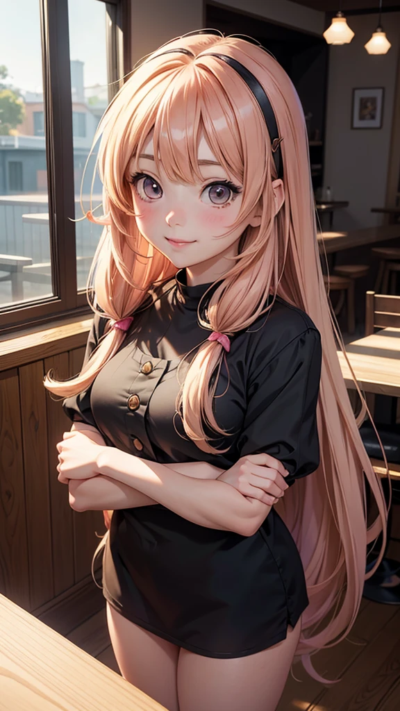 anime girl in real life, realistic young anime girl, portrait of cute anime girl, cute natural anime face, kawaii realistic portrait, realistic anime 3 d style, cute kawaii girl, attractive anime girl, photorealistic anime, mysterious coffee shop girl, young anime girl, cute anime girl, anime girl with long hair, smile,