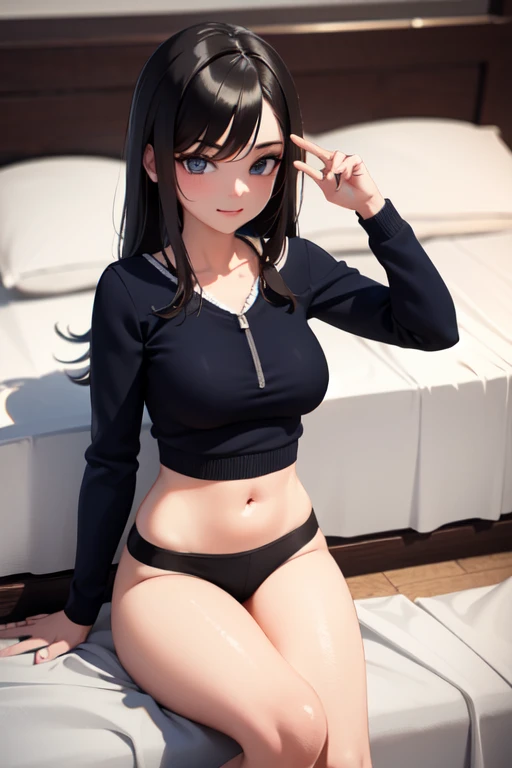 Bragas colegiala, estudiando en la cama, cuerpo completo, 3d