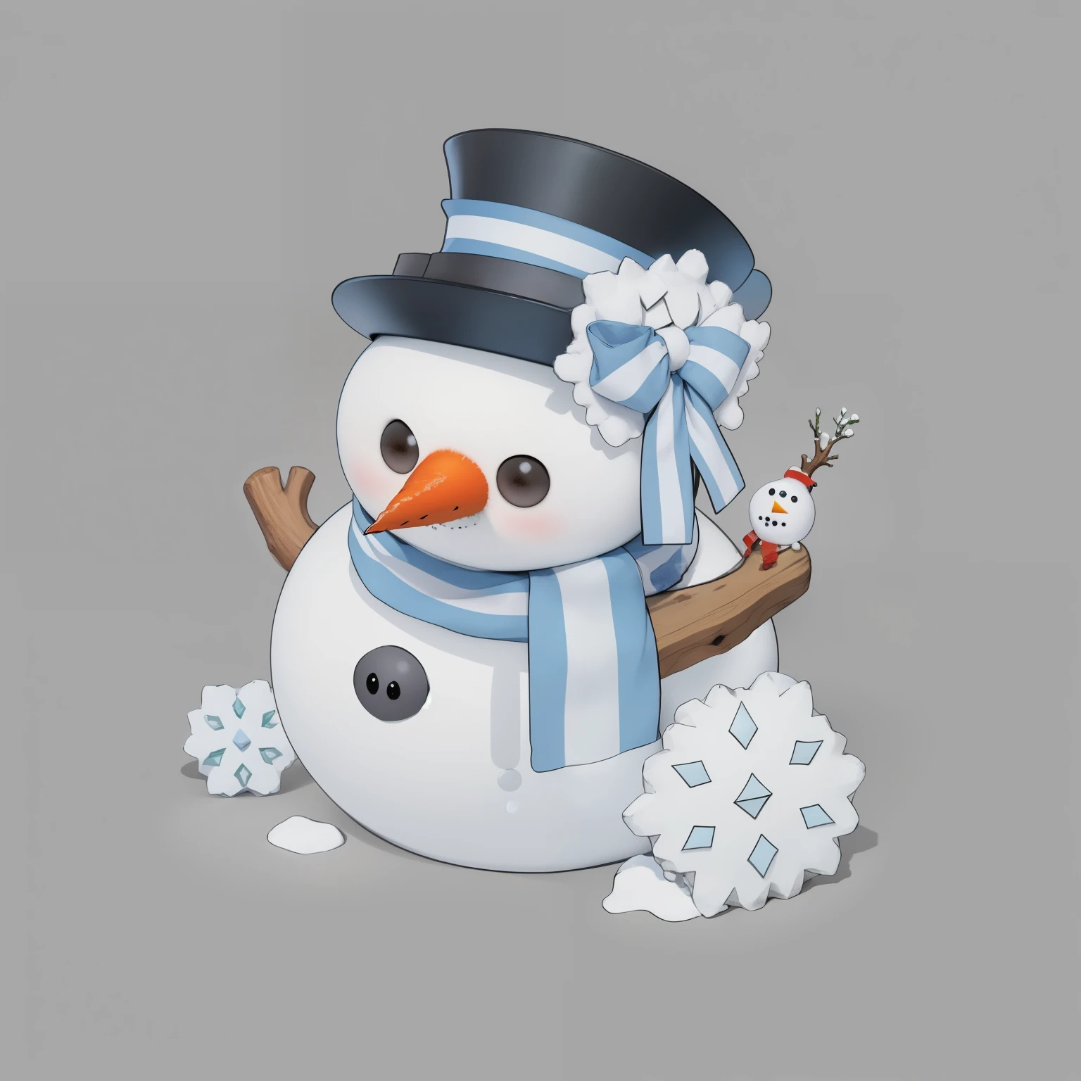 Snowman, snowman wearing top hat, snowman wearing scarf, Pixar, Pixar style, Pixar style snowman, realistic snowman