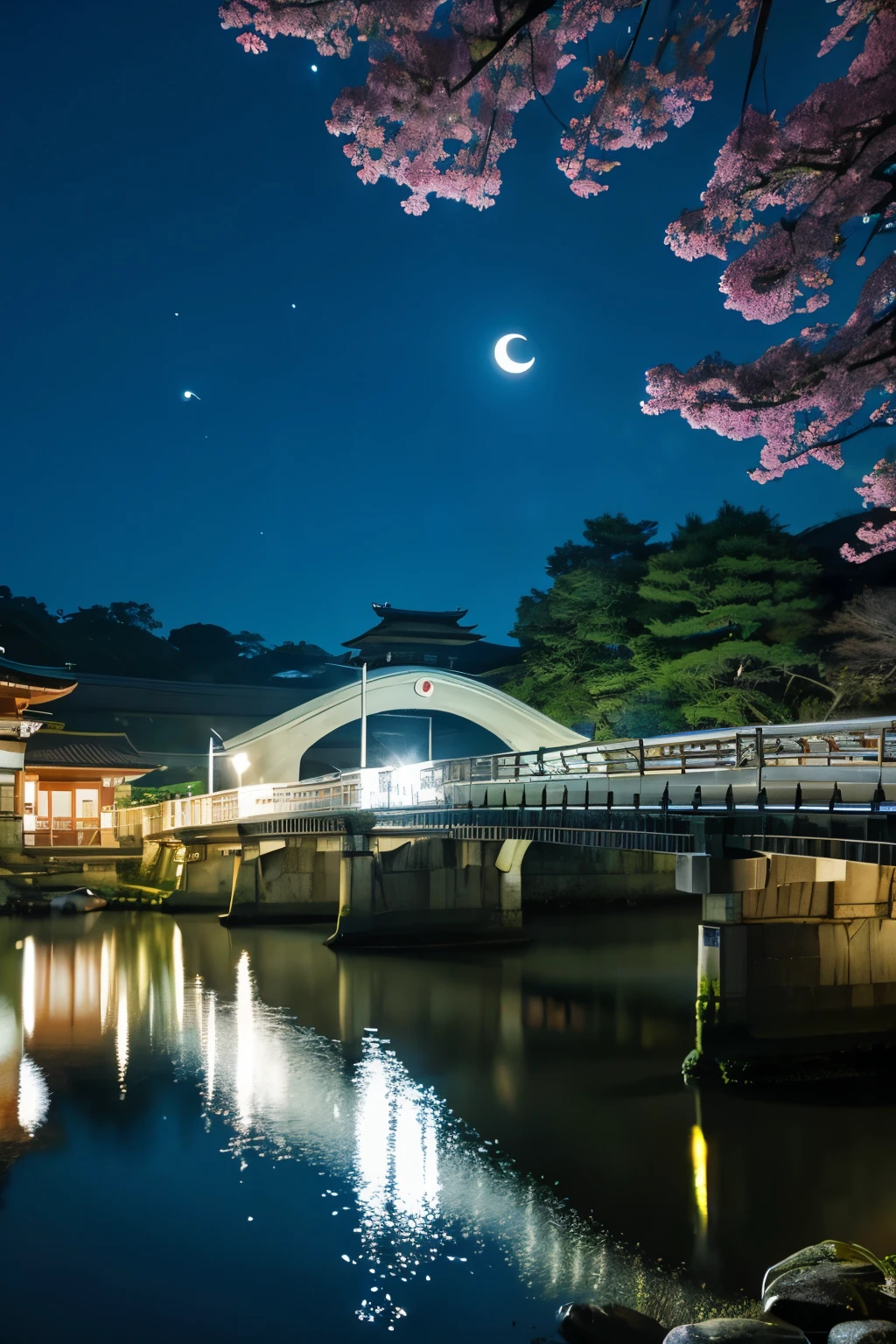 Kyoto,Togetsu Bridge、Crescent Moon、Sparkling Shine