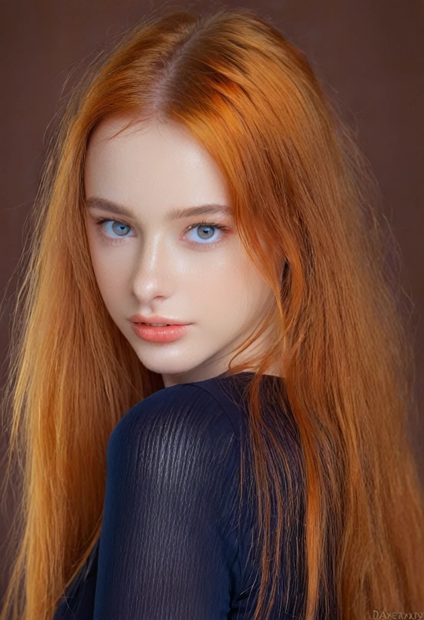 solo, very detailed, detailed face, very long hair, picture of a beautiful young woman, dasha_taran, sfw, ((natural orange hair)), beautiful natural blue eyes, High Definition RAW Photography, 16k photography,