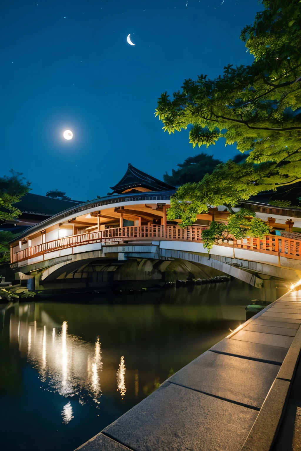 Kyoto,Togetsu Bridge、Crescent Moon、Sparkling Shine