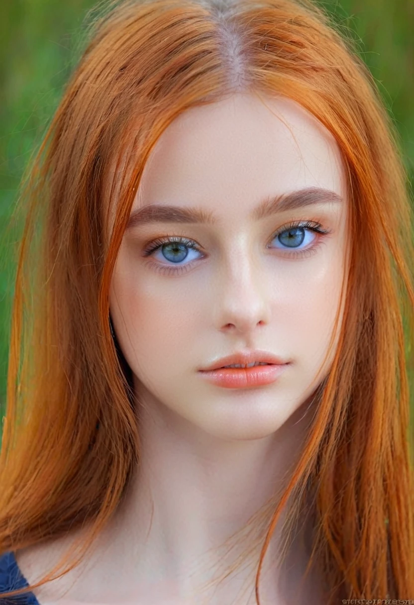 solo, very detailed, detailed face, very long hair, picture of a beautiful young woman, dasha_taran, sfw, ((natural orange hair)), beautiful natural blue eyes, High Definition RAW Photography, 16k photography,