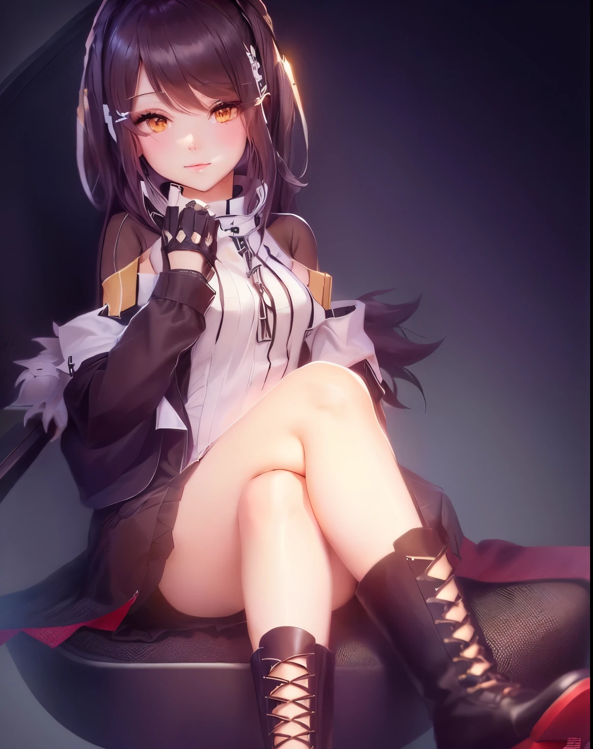 a close up of a person sitting on a chair with a cat on it, from girls frontline, anime moe artstyle, cute anime waifu in a nice dress, from arknights, fine details. girls frontline, girls frontline style, high quality anime artstyle, (anime girl), seductive anime girl, anime girl, anya from spy x family