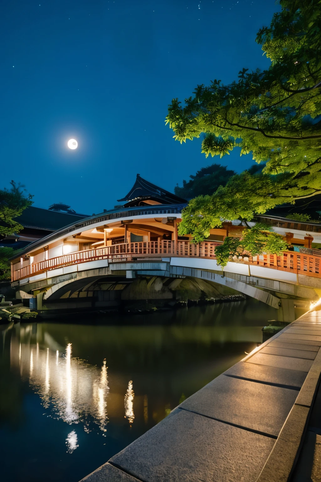 Kyoto，Togetsu Bridge、Crescent Moon、Sparkling Shine