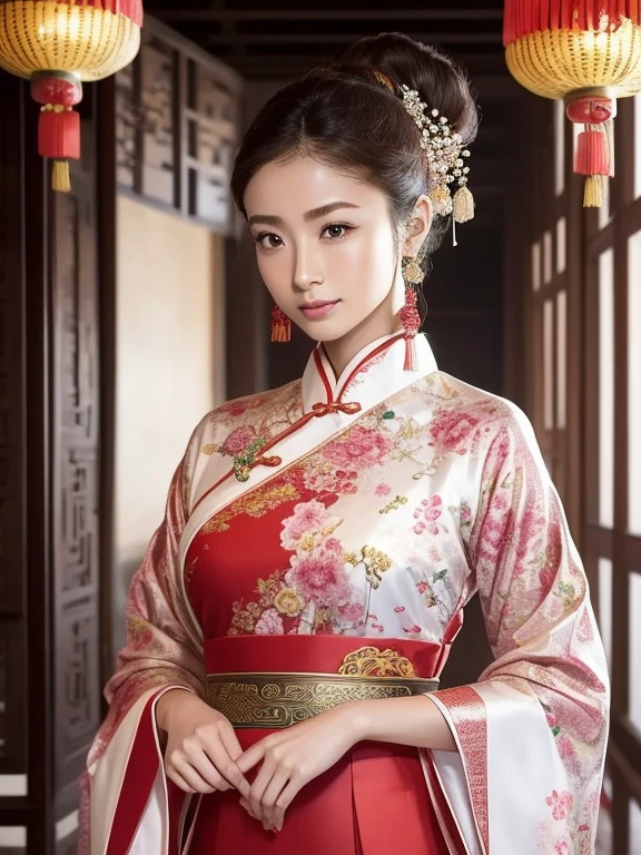 In the grand atmosphere of the palace、Create an image of the upper body of a young female fashion model wearing a traditional Chinese dress.。She is wearing a refreshing outfit、Uses cool colors and materials。The dress is a traditional Chinese design.、Intricate embroidery and decoration。Also、Her hairstyle is a Chinese topknot.(Eyelashes)is "chinese buns" It has become。髪型もAlso伝統的な要素を反映しています。Her expression is calm、It creates a dignified atmosphere。
In the background、The palace's beautiful architecture and gardens、Or show traditional Chinese decorations.。The lighting is soft、Gently shine on her skin、Make sure her outfit and accessories stand out。
The generated image is、We hope to create an attractive image that perfectly blends Chinese tradition with modern fashion.。