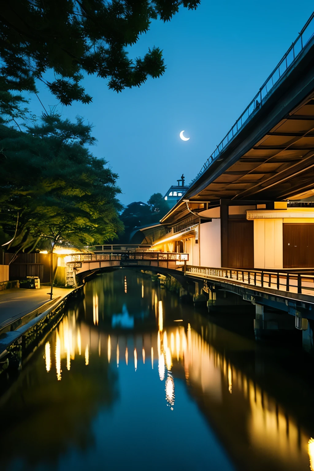 Kyoto，Togetsu Bridge、View from under the bridge，Crescent Moon、Sparkling Shine。