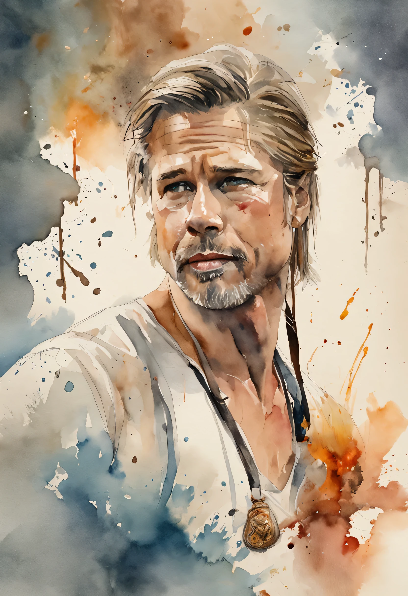 brad pitt, Foto retrato, Dirigido por: Drew Tucker, Dirigido por: Adam Marczyński, Dirigido por: Alexandre Kucharsky, Dirigido por: Gavin Nolan, Surrealismo 8K, Dirigido por: Jason Felix, Yuri Shwedoff e Tom Bagshaw, arte ilustrativa, Estilo Erik Johansson