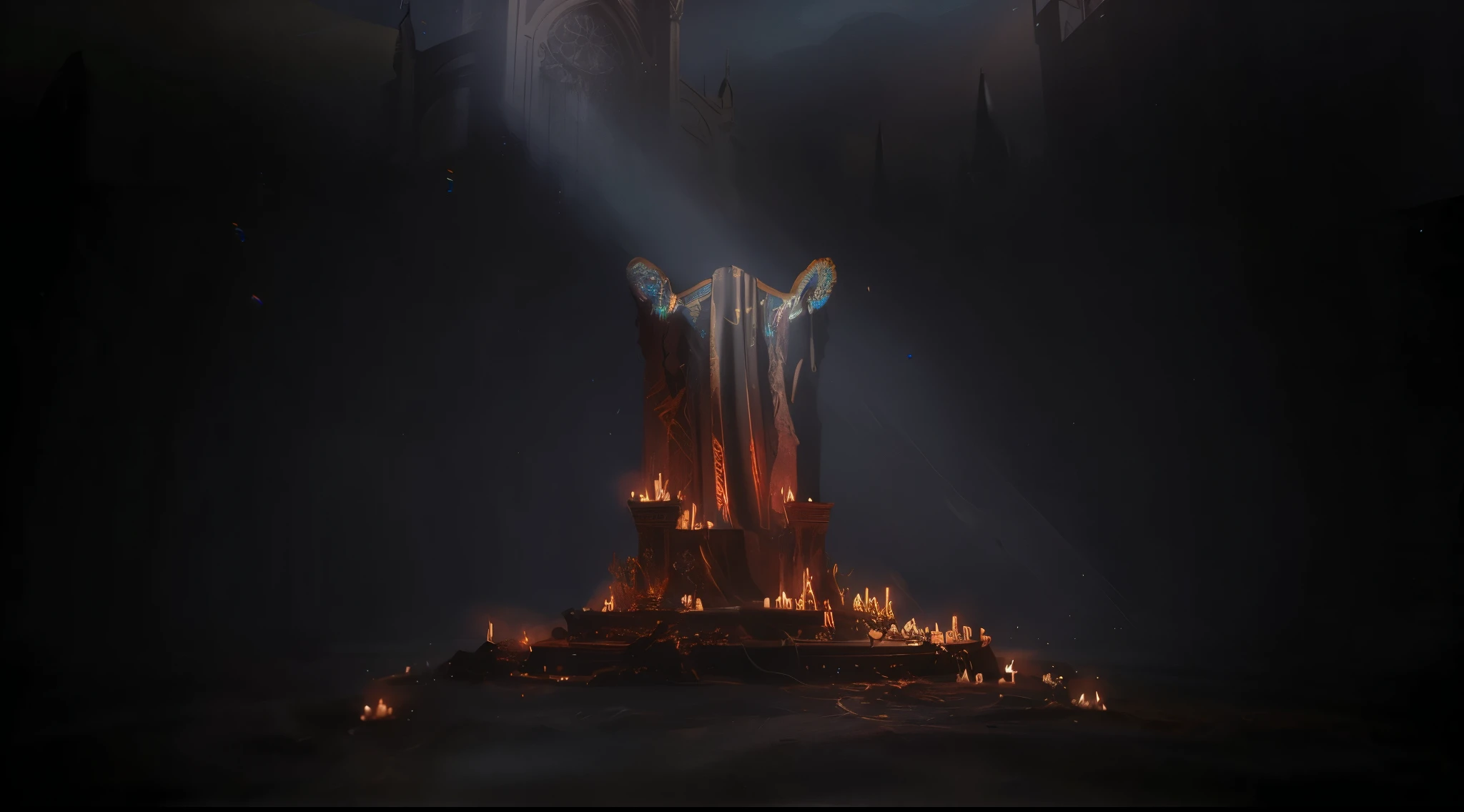 一个Magic style的王座，Magic style，Dark Style，League of Legends design style，Secret environment，High quality details，8K