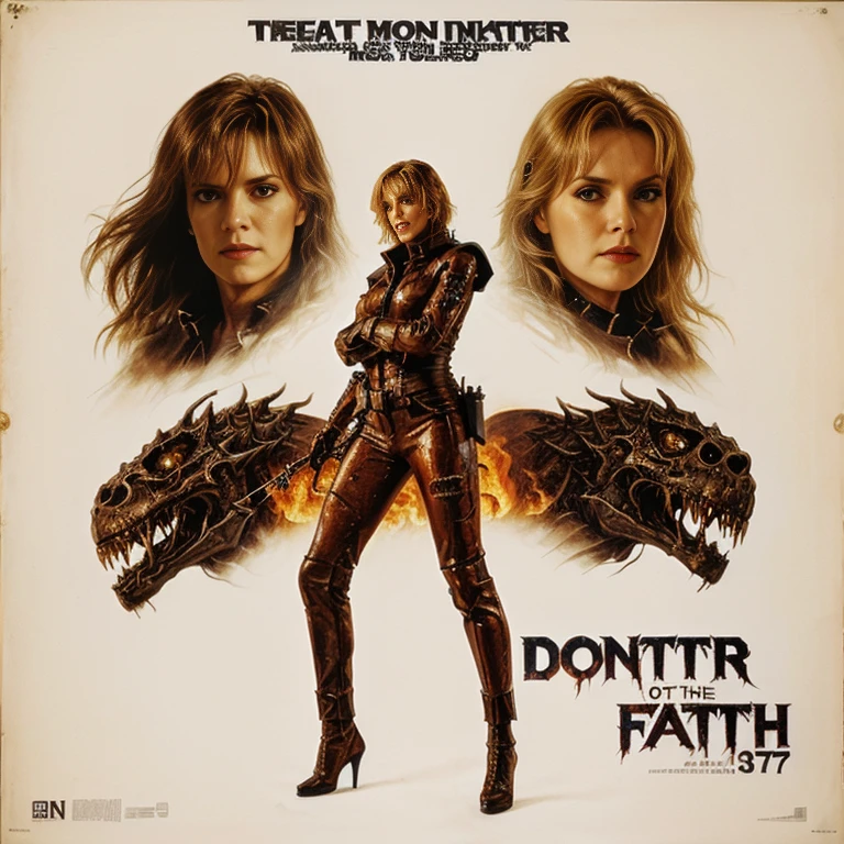 DEATH FIGHTER - original motion picture soundtrack, Monster horror movies, A beautiful woman in the center poses in a sexy outfit, Spooky monsters in the background、soundtrack jacket、Digitally Remastered, Kinematics」, John Maggs, Roy Dargano, Movie Posters, Album cover, 1 9 7 0 sMovie Posters, Oil painting