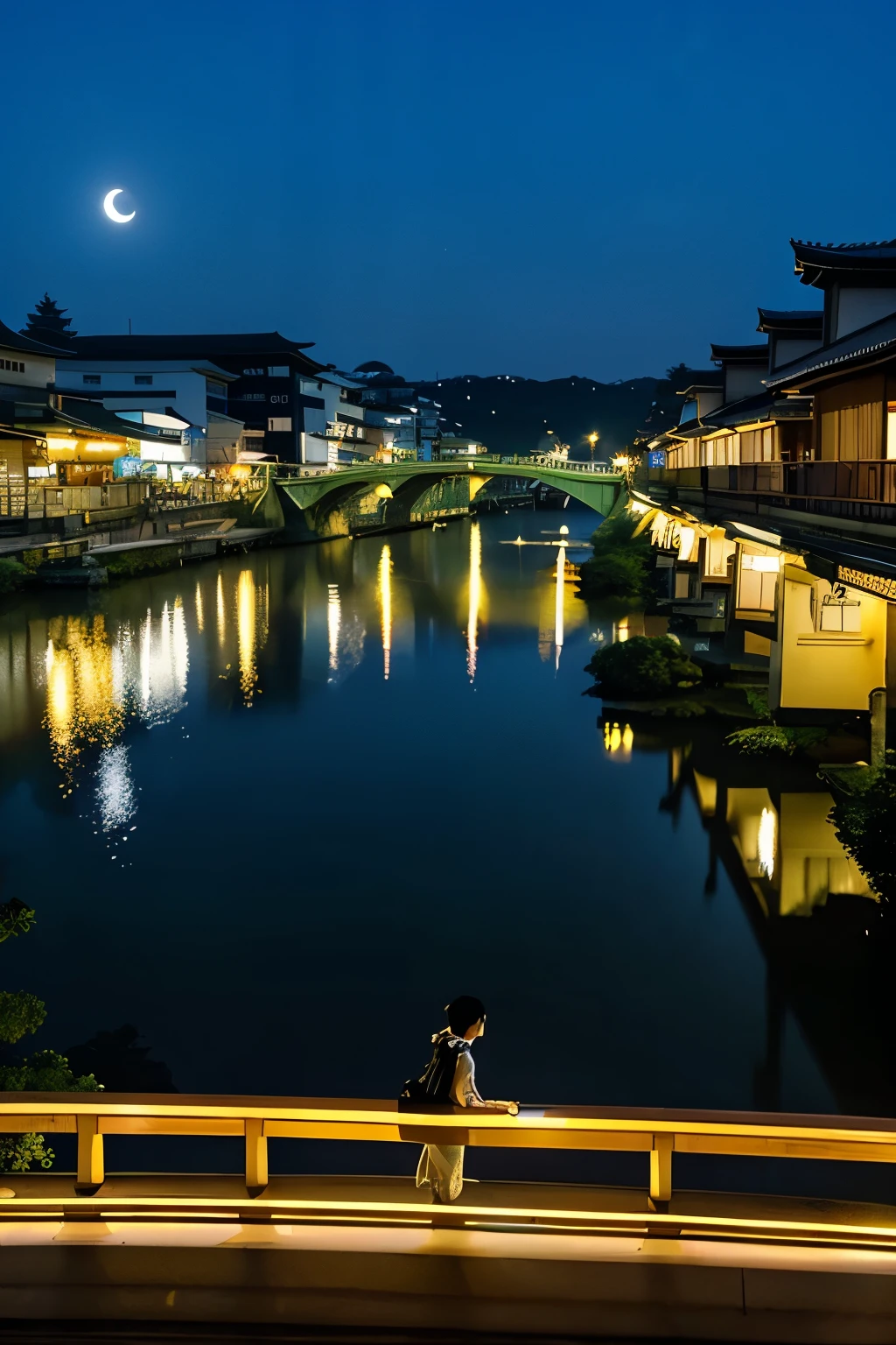 Kyoto，Togetsu Bridge、Crescent Moon、Sparkling Shine、Kyoto，Togetsu Bridge、View from the bridge，Crescent Moon、Sparkling Shine。