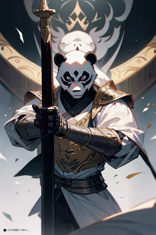 Panda Knight, fine armor, Intricate Design, Silver, silk, Cinema Lighting, 8k.sharp、