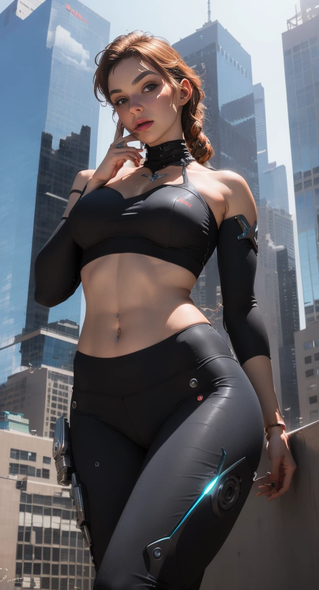 cyberpunk, special ability, uniform, beauty, black hair, Japan, fine face, fine body, full body, ponytail, ((orange eyes: 1.2)), muscular