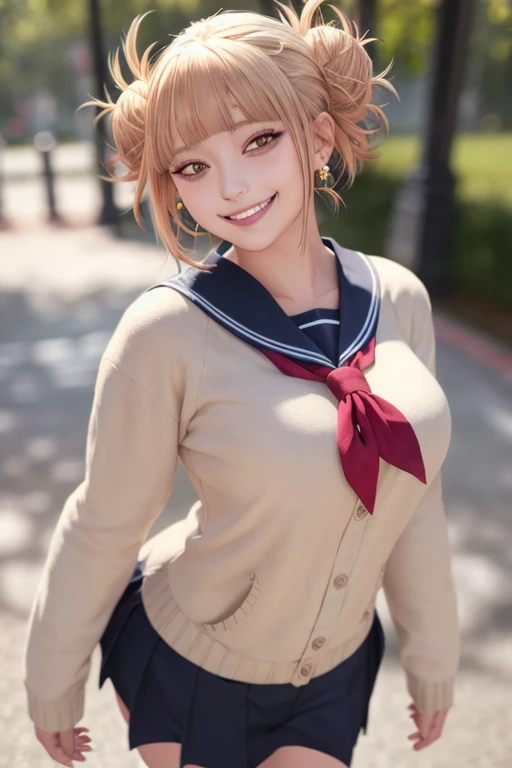kujikawadef,twintails,,black serafuku,long sleeves,skirt,thighhighs,jewelry,earrings,standing,
best quality, highly detailed, masterpiece, absurdres,8k, photorealistic, realistic,detailed skin texture,detailed pupils,HDR,natural lighting,
1girl,solo,(happy:1.1),(smile:1.2),shorthair,brown hair,(angular face:1.2),shiny face,large breasts, narrow waist, lip makeup,