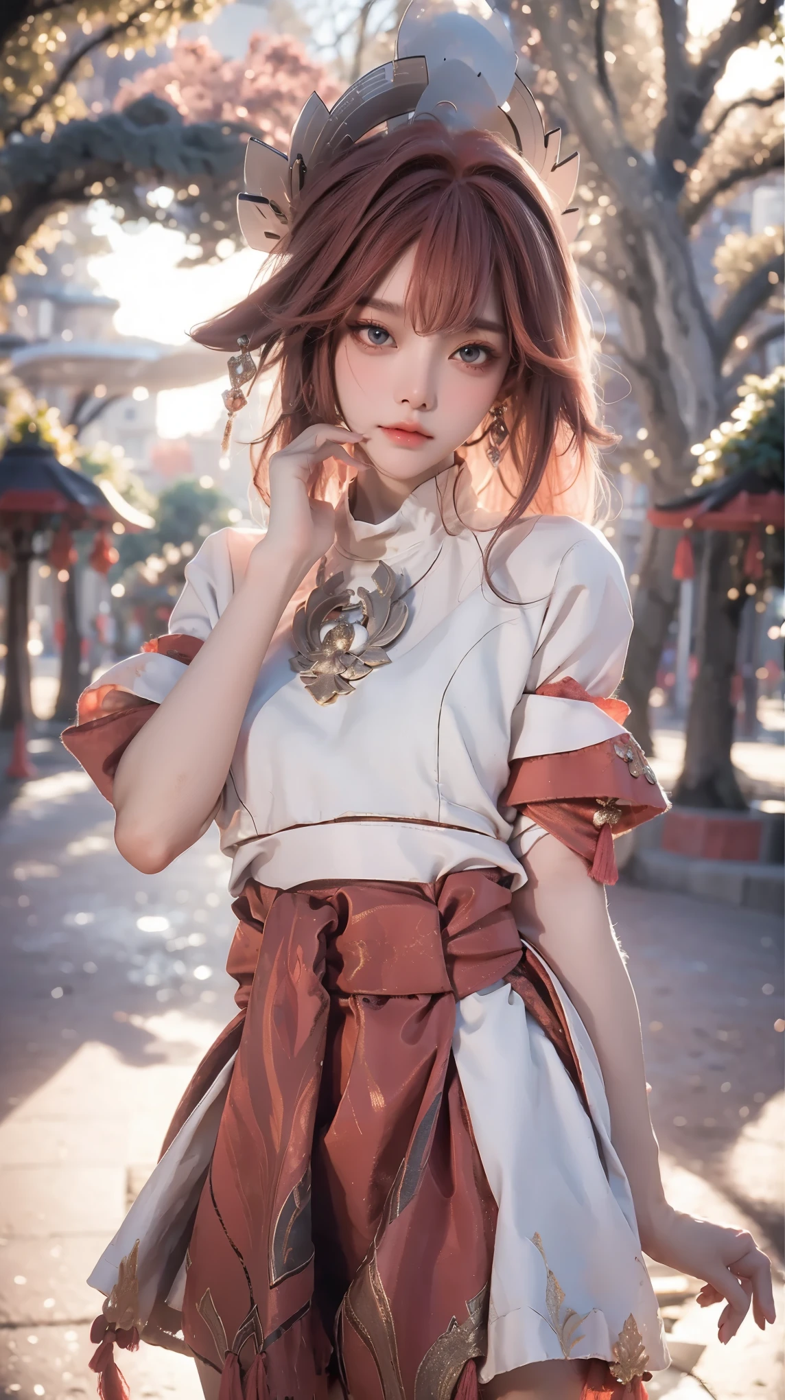 ((best quality)), ((masterpiece)), (detailed), perfect face, pretty face, beautiful female, beautiful body, perfect body, head accessories, at the park, short sleeve sweater, mini skirt, at the park