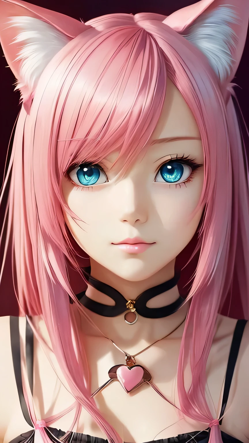 There is a woman with pink hair and cat ears., Very beautiful cute cat girl, Charming cat girl, Real life anime girls, Ultra realistic anime, beautiful Anime cat girl, Anime cat girl, Beautiful young cat girl, Very Beautiful Anime Cat Girl, Surreal , Enchanting anime girl, cute Anime cat girl, Cat ears anime girl、Full body