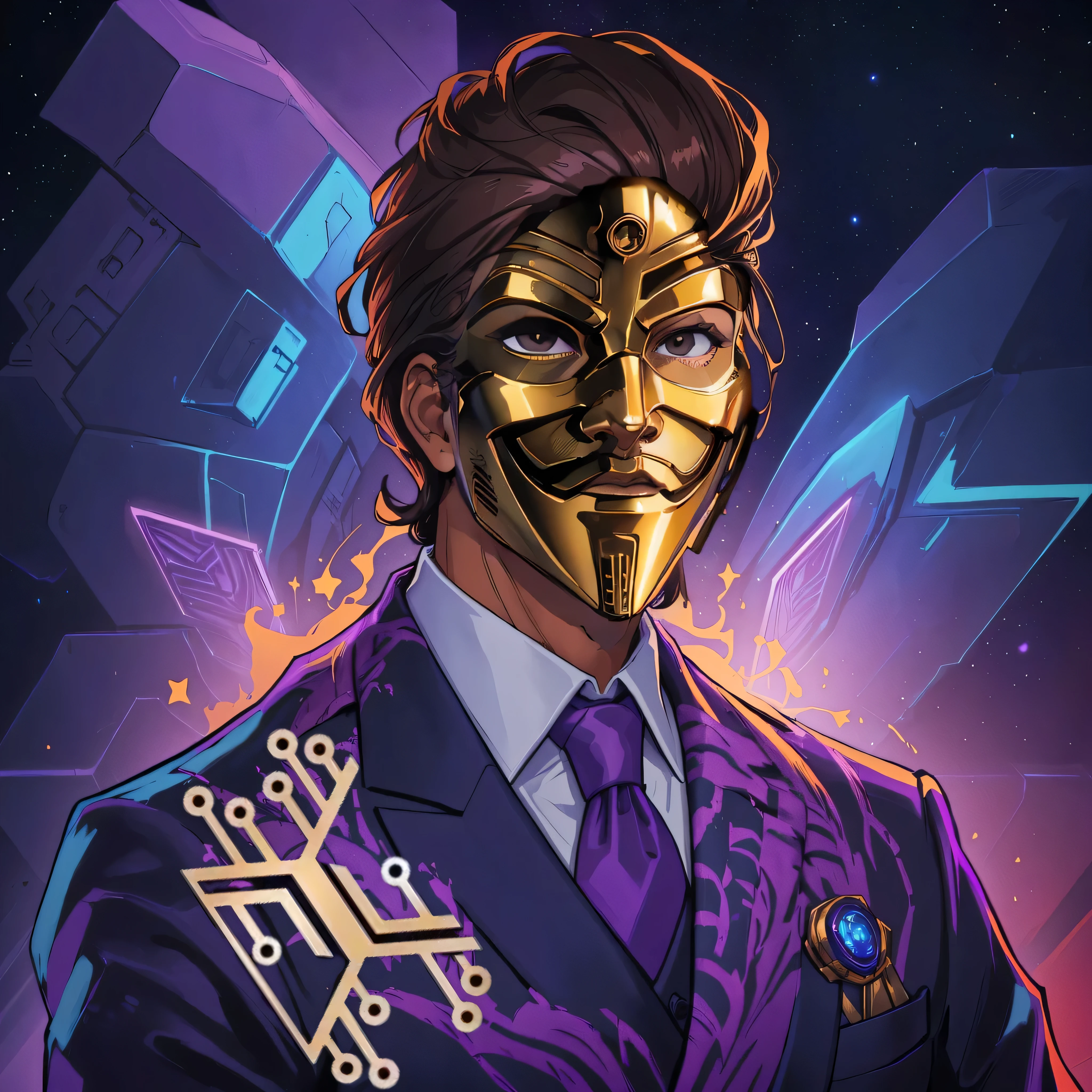 Golden mask, anonymous, v for vendetta, black eyes