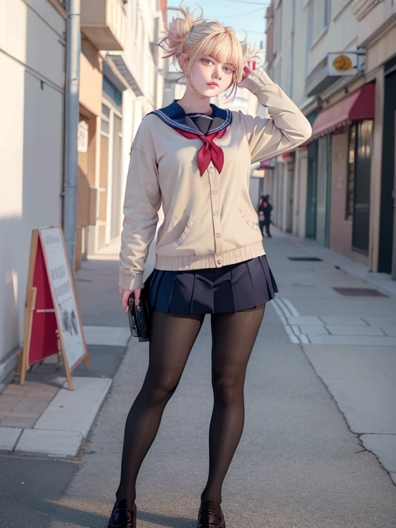 (full body:1.5)，(1girl:1.3),(looking at viewer:1.4)，(anatomy correct:1.3)，(In the paradise of the day:1.3),(Wearing Very thick Printed Pantyhose and military academy style JK uniform printed pleated skirt and JK uniform leather shoes with bow decoration :1.3), (A high jump posture:1.3),(In pink|amarelo|blue colors|green color|red colour|white colors|black in color|purpleish color|greys|Beige|Flesh color 1.4)，,(Accurate and perfect face:1.4),(Clothing Gloss:1.25),(Skin reflection:1.25),hyper HD, Ray traching, reflective light，structurally correct, Award-Awarded, high detal, lightand shade contrast, Face lighting，cinmatic lighting, tmasterpiece, super detailing, high high quality, high detal, best qualityer, 16k，high contrast,