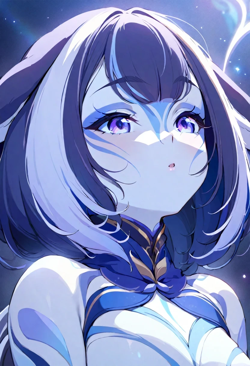 (shylily/(Twich/):1.5),(masterpiece:1.2),(best quality:1.2),, (1girl:1.3),best quality, masterpiece,White clothes, look up, Upper Body,Hair,White skin,Side Braid