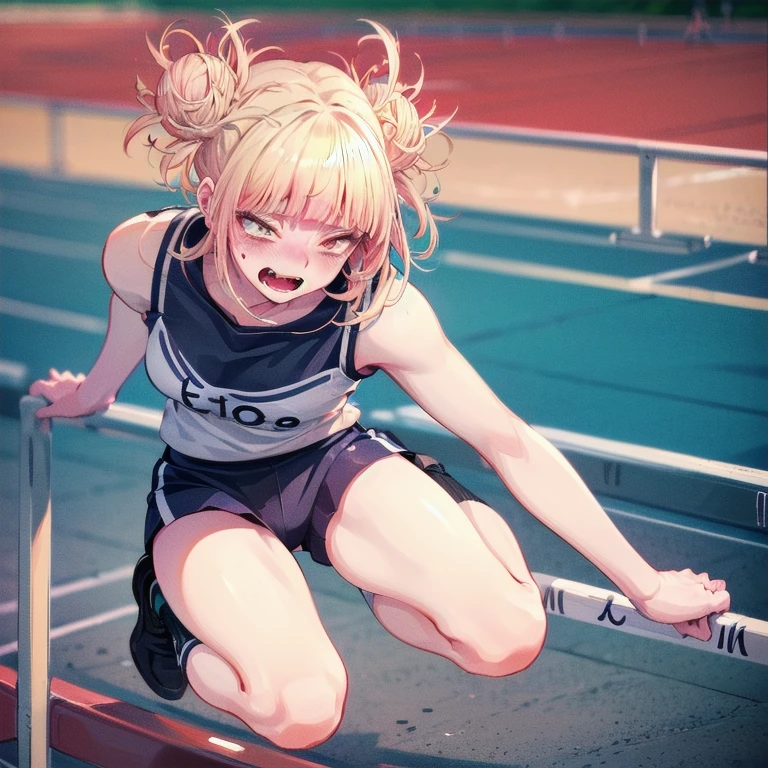 (Create a photo-realistic masterpiece with 16k resolution, HDR level set at 1.3, and absolute clarity at resolution:1. Achieve ultra-detailed perfection with a fine detail setting of 1.1. Professionally color grade the image for a cinematic and visually stunning result.),
BREAK
(A Japanese high school girl in the track team is jumping over hurdles with a very hard working expression on her face. Dynamic and dynamic scenes. High quality Japanese sports manga.:1.6), 
perfect anatomy, (perfect fingers, perfect hands:0.6), 
BREAK
(Background is a track and field, depth of field:1.3),