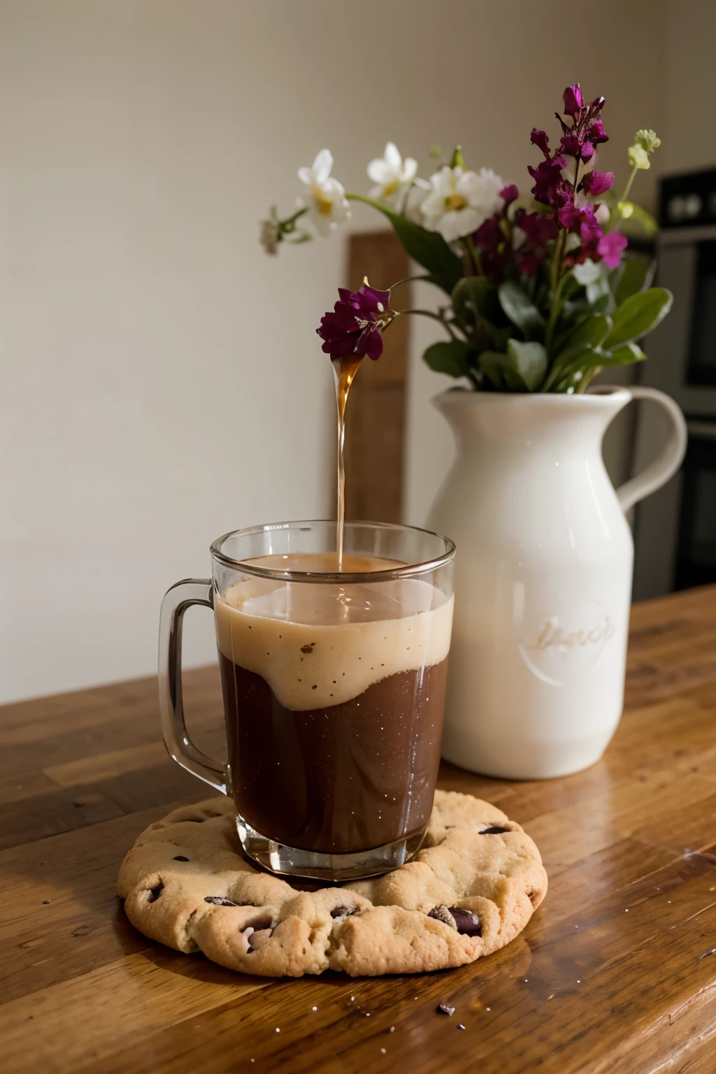 natural juice or cookies placed on a table or dishes.