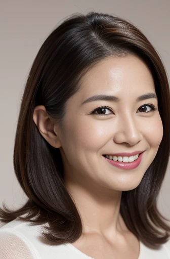 Masseter Film, highest quality, masterpiece, High resolution, realism, Original photo, 8k wallpaper, perfection, Professional Lighting, Very detailed, Written boundary depth, ((Beautiful woman)), ((Sexy 43 year old woman)),, ((A kind smile)), Detailed face, Beautiful Eyes, Voluminous Hair, (Thick lips), A photo of your face