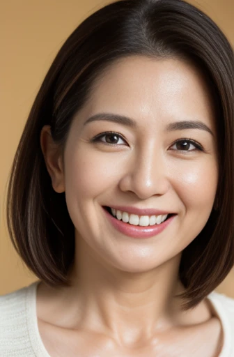 Masseter Film, highest quality, masterpiece, High resolution, realism, Original photo, 8k wallpaper, perfection, Professional Lighting, Very detailed, Written boundary depth, ((Beautiful woman)), ((Sexy 43 year old woman)),, ((A kind smile)), Detailed face, Beautiful Eyes, Voluminous Hair, (Thick lips), A photo of your face