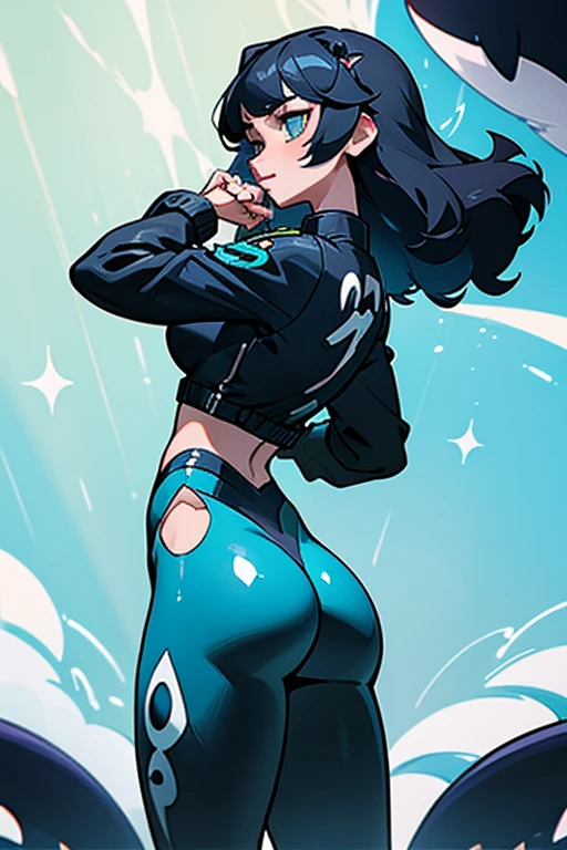 Anime girl with thicc thighs small waist small round boobs