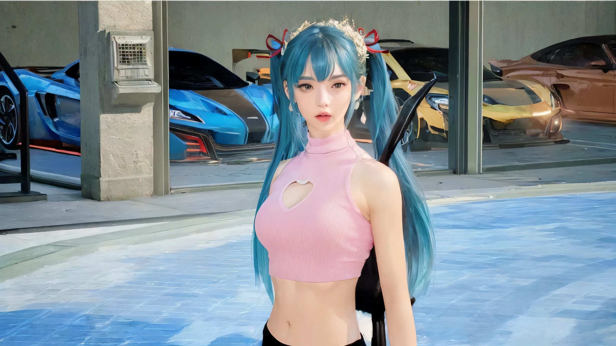 ((Realistic lighting, top quality, 8K, Masterpiece: 1.3)), Clear Focus: 1.2, 1 girl, Perfect Body Beauty: 1.4, Slim Abs: 1.1, ((Dark Brown Hair, Big: 1.3)), (Accelerate: 1.4), (Outdoor, Night: 1.1), Street, Ultra Slender Face, Fine Eyes, Double Eyelids, Exposed Cleavage, Incredibly Absurd, Messy Hair, Floating Hair,