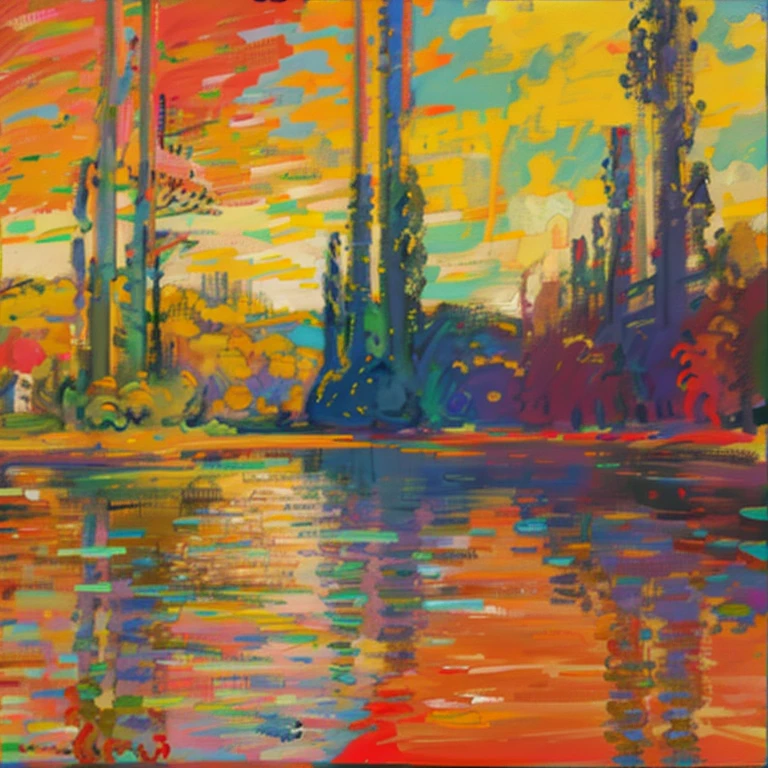 Impressionism，abstract，Color block stitching，Color contrast is pronounced，Simple