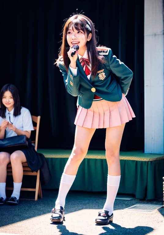 (8K High Resolution), (highest quality), (Raw Quality),(Tabletop:1.2), (Realistic), (Realistic:1.37), ,Big eyes,Long eyelashes,(Live-action realistic style),The ultimate face,Realistic Light and Shadow,Distinct facial features,,Fair skin, ),Best Portrait,Close-range shooting, 1 girl, cute,Beautiful fine details,Highly detailed skin,(Beautiful face with double eyelids), (realism: 1.4),((Full body image)) ,Beautifully detailed face,,Women around 20 years old,(Beautiful Face 1.4),Middle Way Hair,((Japanese schoolgirls in uniform)),(Make eye contact with your audience),Red lipstick,Dragging around the eyes,(Laugh a little),In a park rich in nature,Sit upright on one knee.,Her skirt is rolled up.、Panties in full view..,Pastel colored panties,I love showing my underwear to the audience,Show the audience your panties,(Japan uniform),cute face reflected in the light,Red lipstick,Dragging around the eyes,Her beautiful legs are her charming point.,A very bright world