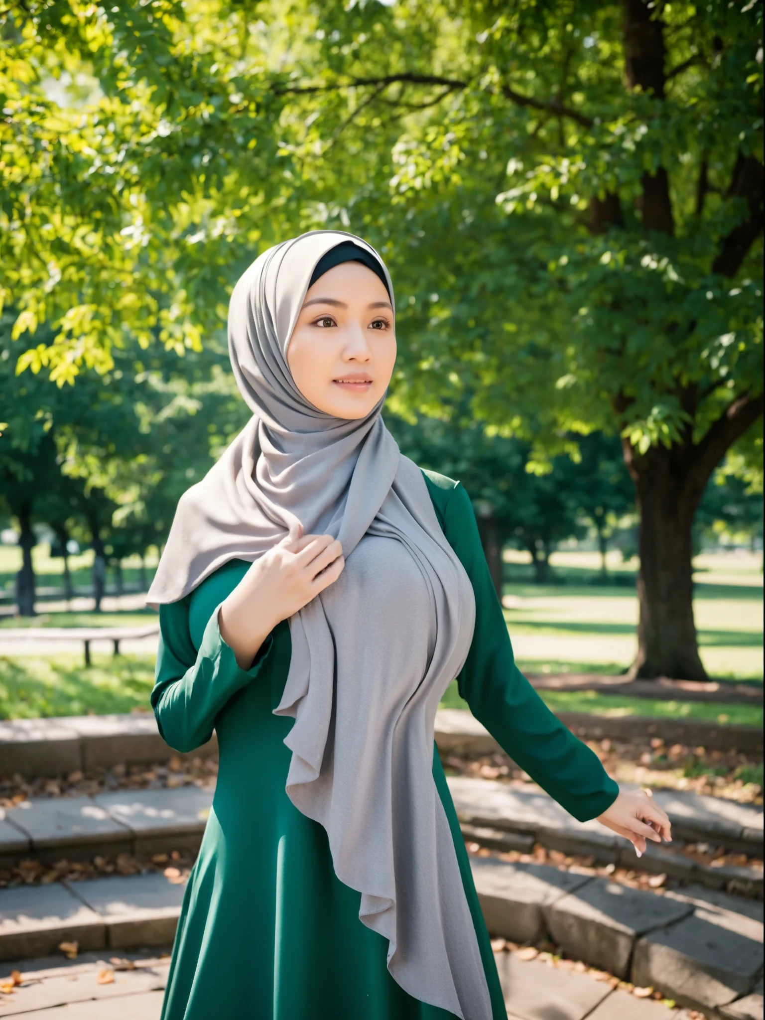 50 years Old, Hijab Indonesian mature woman, Big Tits : 66.9, Gamis, Breast out from her clothes : 1.9, at doctor office, Dark light, at Nighttime
