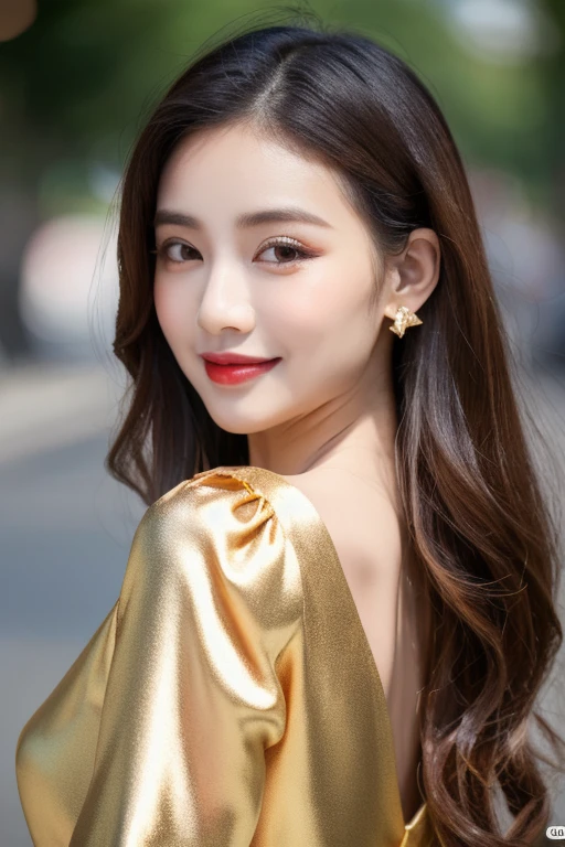 girl xinh: Asia, siêu dễ thương;
age: from 18-20 years old;
hair: copper orange color, silky, shiny under the sunlight, detail;
da: milky white, rosy and flawless;
eye: jet black, almond shaped, sexy, youthful, trong veo;
mi eye: delicate, perfect;
eyebrow: cong, dear;
Face: beautiful, pure, like a fairy, symmetrical, perfect, đẹp đến từng detail;
nose: xinh, cao;
cheekbone: prominent;
lip: charming, son lip màu đỏ nhạt, lovely lip gloss;
răng: Lily-white, smiling;
y phục: bright red, gold embroidery, metallic luster, silver mesh;
Hình dáng cơ thể: full, graceful, youthful;
accessory: dây chuyền ruby, bông tai ruby;
dress: silk fabric, White, piercing;
Fashion style: high-class, Modern 2024, luxurious;
Image quality: non-NSFW, 8K CG HD, High resolution, Super nice graphics, professional, detail, colorful, ultrafine, advanced techniques, RAW true;
light: luxurious, complex color combinations, black gold rays;
light mặt trời: twinkle, illuminating the girl's body;
Hình nền: street, light twinkle.
((The focus of the photo is the girl's abdomen)).