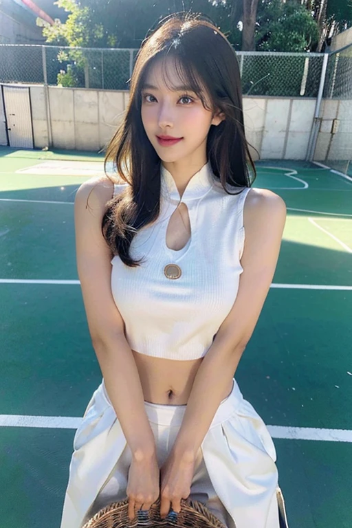 8k, masterpiece, RAW photo, best quality, photorealistic, extremely detailed CG unity 8k wallpaper, Cinematic Light, Lens Flare, Ray tracing, (extremely beautiful face, beautiful lips, beautiful eyes). Wearing long pashmina hijab. intricate detail face. slim, Slender, thin and tall body. ((ultra detailed skin)), best quality, Masterpieces, Super high resolution, (photograph realistic:1.5), Original image, white skin, oval face, slim face, 1 girl, sexy look, big , cleavage, show her breasts and nipples. show her six pack abs, big hips, big thighs, lustfull smile, seducting look. bend over pose, playing basketball pose, with ball dribble,Wear tight short Basket ball uniform, In the basket ball court. Full body photo shoot