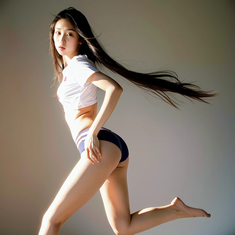 (masterpiece, highest quality:1.2), One girl, alone,Are standing_Split, Long Hair, race,underwear,Cheerleader,Leg spread,fine,