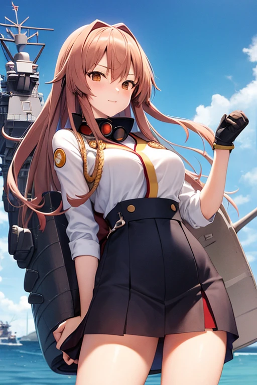 battleship Yamato as an anime girl, wearing skirt