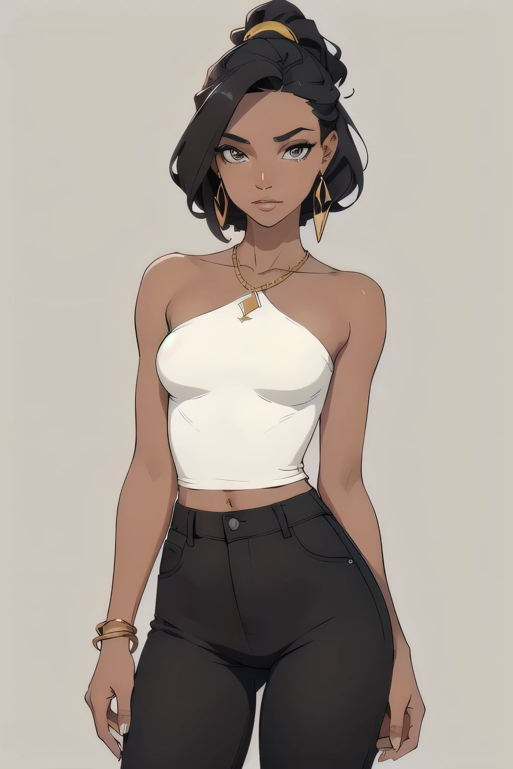 inventar, mascara, Lips are smooth or colored, fundo preto simples, Minimalismo, monotonous, paletas de cores simples, limpar, desenhos afiados, silhuetas fluidas, skirts and tight pants, high-waisted skirts and pants, vestidos simples, camisas e blusas, asymmetric, Geometric, Materiais e designs elegantes e luxuosos, simples, minimal accessories, Fine silver or gold necklaces and rings, simples bangles, Designs diferenciados, silhuetas simples, estilo simples e sofisticado, elegance, Minimalismo, materiais de alta qualidade, cool and urban print, alta moda, simplicity and sophistication, Sozinho, 1 garota, seios grandes, coxas grossas, cintura fina, seios suados, ciborgue, ceramic skin