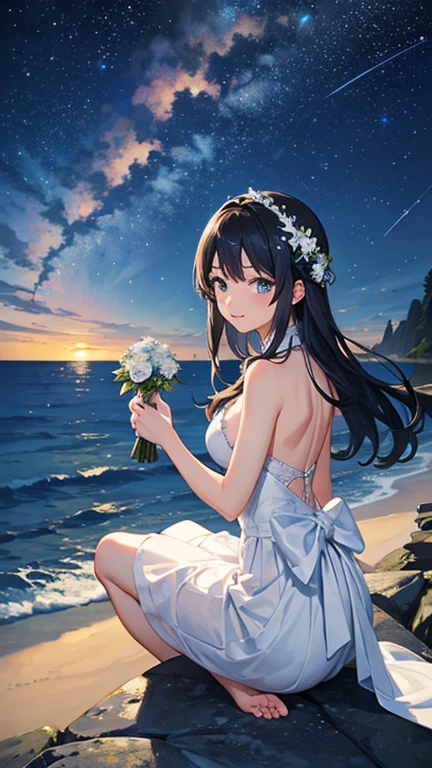 Landscape Photography、wallpaper、Starry Sky、Meteorilky way、coastal、bride