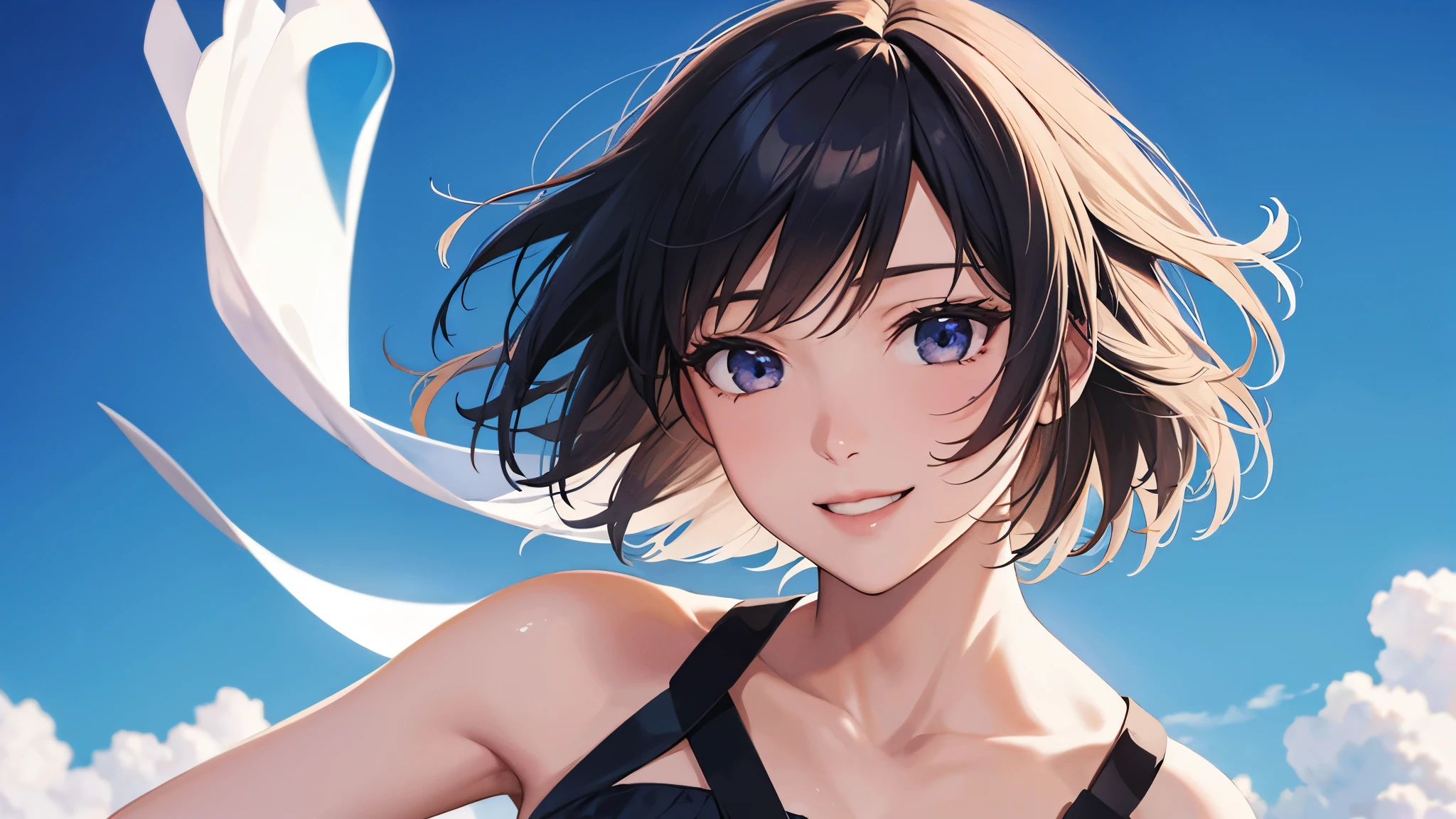 Two-dimensional characters、Beautiful girl heroine、smile、Blue sky background