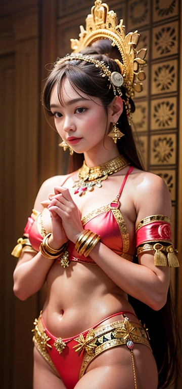 1 girl、highest quality、masterpiece、Ultra-high resolution、(Realistic:1.4)、RAW Photos、god々々女godシビット、（15歳のbeautiful girl&#39;face）、（Gold embellished micro bikini）（Cleavage exposure、Navel exposure）Straight Long Hair、Glowing Skin、dramatic、（Gold see-through super mini micro bikini）、（Golden transparent fluttering robe）、（Golden Buddha）、（Golden Kannon Bodhisattva statue）、（（small gold headband））、（pray）（Are standingwhole body）、（（Delicate fingers、Delicate hands））、（Delicate feet）、（大きく豊かな胸で美新新newフルバスト）、（rocket ）、（（Golden Garter Stockings））、（（ギリシャの黄金god殿））（Golden wall decorated with gold）、（Blur the background）、（big、 stand）、（Woman praying）、（pray with Your Hands Together）、whole body、Are standing、pray with Your Hands Together、delicate face、Delicate hands、Delicate feet、Body Anatomy、welcome、Watching the Future、黄金のギリシャgod殿、sexy、praybeautiful girl、（Gold Micro Bikini）、（Cleavage exposure、Navel exposure）Dark brown hair、golden tiara、ギリシャgod殿の柱、Looking at the audience、beautiful girl、Golden Garter Stockings、Golden Apron、stand、のbeautiful girl、erotic、Etiechi、sexy、女godの降臨、god々new、